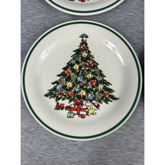 CHRISTMAS TREE Plates, 4 Small 7.5”, Stone Ware, Lynn’s, Vintage - Picture 3 of 16